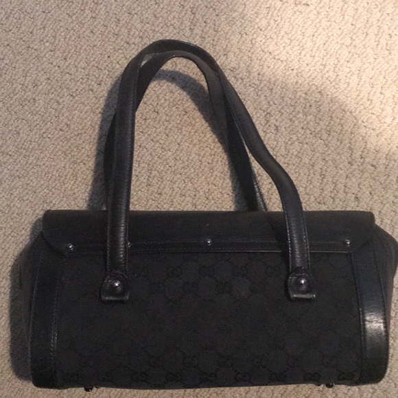 Gucci bamboo satchel in black gg print - Picture 2 of 8